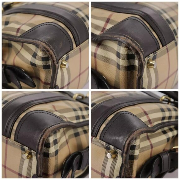BURBERRY Nova Check Hand Bag PVC Leather 2way Beige Auth 105764 - Picture 15 of 15